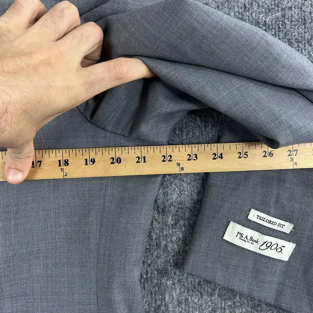 Jos A Bank Blazer Men 42R Gray 1905 Wool Stretch Tailored Fit Office Meetings